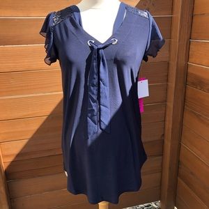 🤰🏻Soft, Dark Blue, Maternity Blouse w/ties.